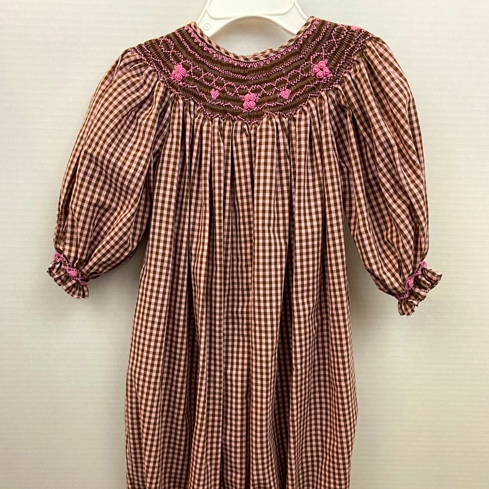 Royal Child Pink and Blue Smock Plaid Romper 12M